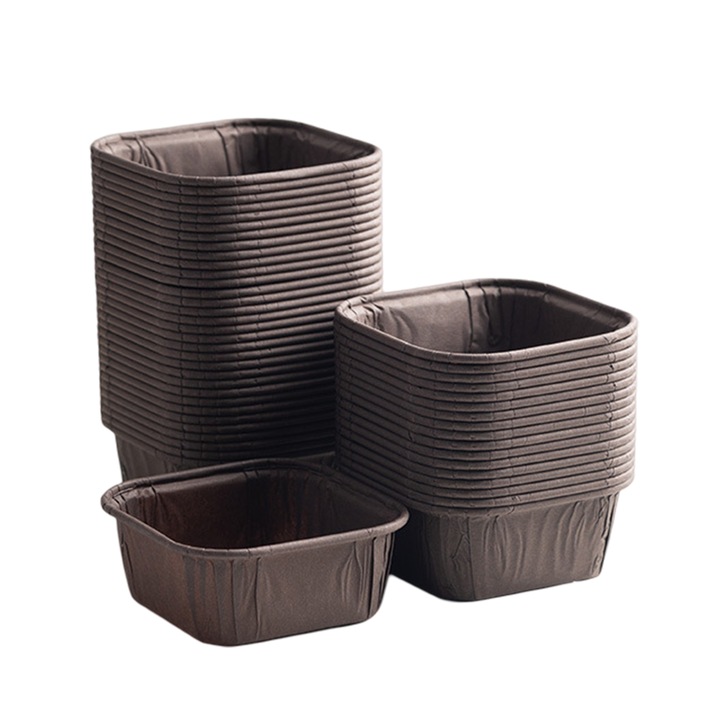 50 darabos tortaforma készlet, sütőbe való, szögletes, barna