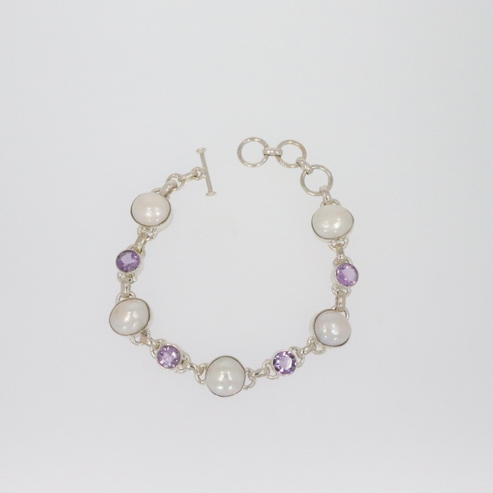 Bratara din argint 925 cu perle si ametist Model 24B04116
