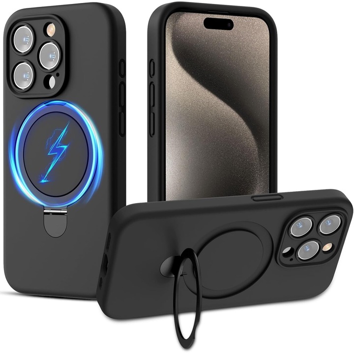 Кожен калъф за iphone 16 pro, MingZhi®, Silicon Leather Case, вътрешност от микрофибър, Съвместим с калъф с MagSafe