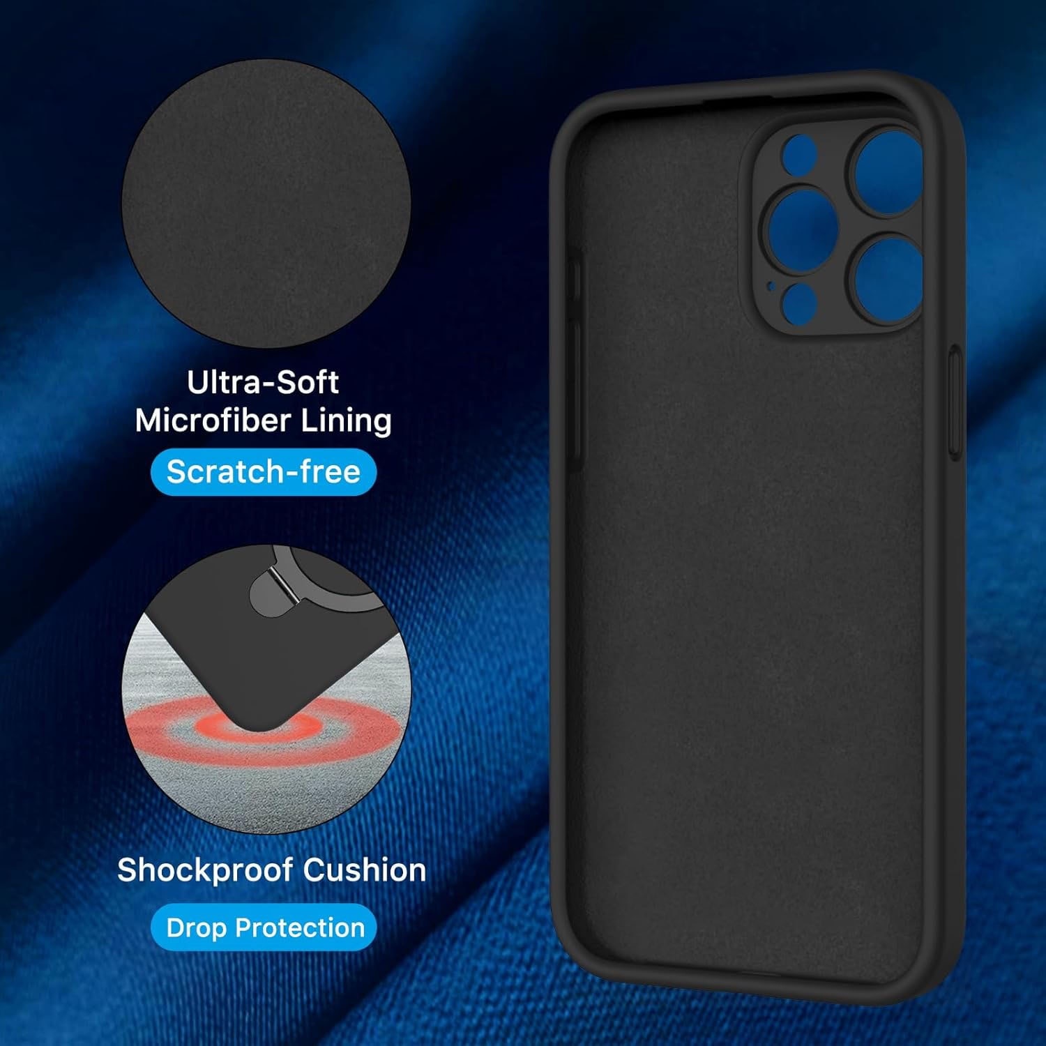 Husa piele pentru iphone 15 Pro, MingZhi®, Silicon Leather Case, interior microfibra, Compatibil cu husa cu suport cu inel magnetic MagSafe cu protectie completa pentru camera, neagra
