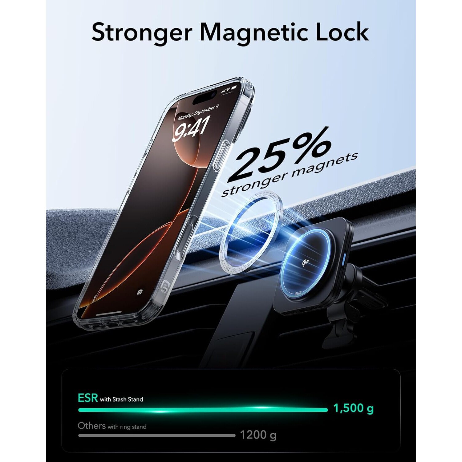 Husa pentru Iphone 16 Pro Max, MingZhi®, Cu suport metalic compatibila Magsafe, Accelereaza incarcarea rapida fara fir, Anticadere, Transparenta