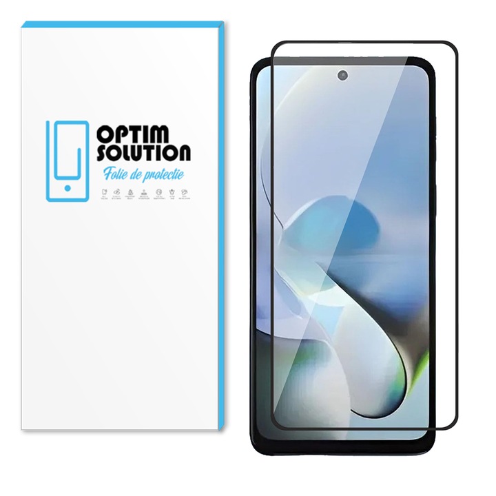 Протектор Optim Solution, За Motorola Moto G15 / G15 Power, 5D, Чувствителност на докосване, Висока разделителна способност, Жизненост на цветовете, UHD яснота, Оптично стъкло, Визуално изживяване, Черен