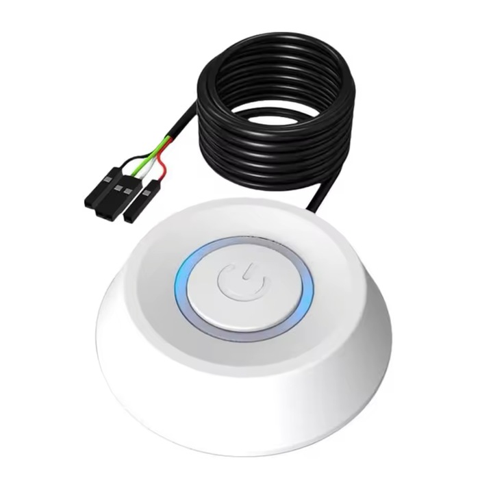 Comutator desktop, buton ON/OFF, Led, Gaming, Extensie cablu 1.8 m ALB