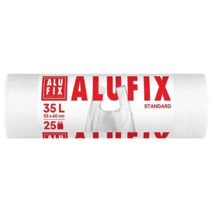 ALUFIX Standard tisztítózsákok, 35 liter, fehér, 53x60 cm, 25 db/tekercs