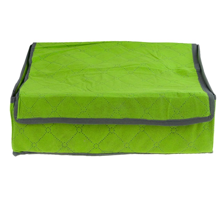 Organizator cu 24 compartimente, material respirabil, 36x26x10,5cm, verde