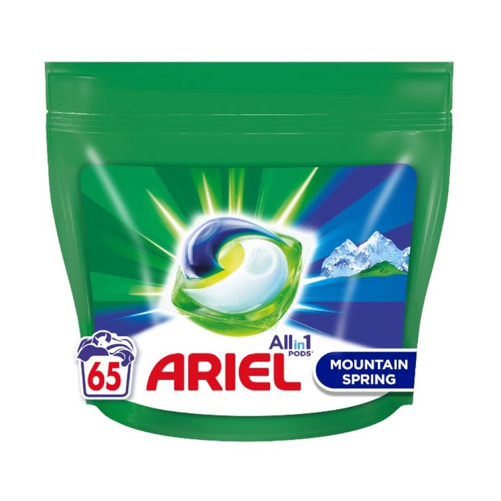 Комплект от 2 x Ariel All in One PODS Mountain Spring капсула перилен препарат, 65 пранета