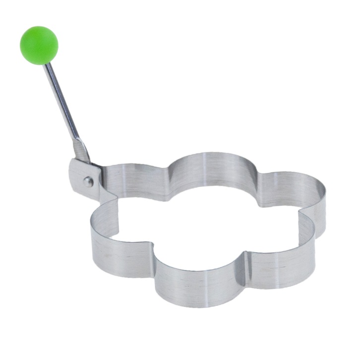 Forma metalica pentru oua si clatite, Top Gift, 9cm, argintie, cu maner pliabil