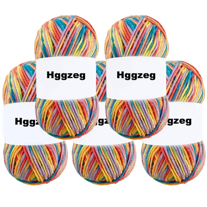 Set 5 Fir Textil Yarn, Hggzeg, Gradient Cake Yarn, Diametrul sarmei 2.5 mm, Lungime 110 m, 50g, Fire de bumbac de lapte super moale, Ideala pentru a face esarfe, manusi, pulovere, sosete, Multicolor/portocaliu