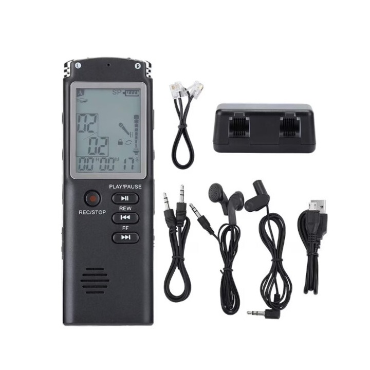 Mini digitális hangrögzítő, ANUTETOUNI ®, MP3 lejátszó, 8 GB, hatótáv 6-12 m, 10x3,5x1,2 cm, fekete