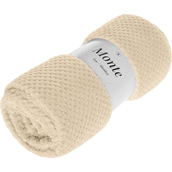 Patura din microfibra Monte, 150x200 cm, textura popcorn, bej