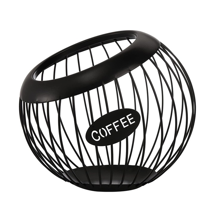 Държач за капсули за кафе, BOMSTOM, метал, голям капацитет, черен, 20x18,5 см