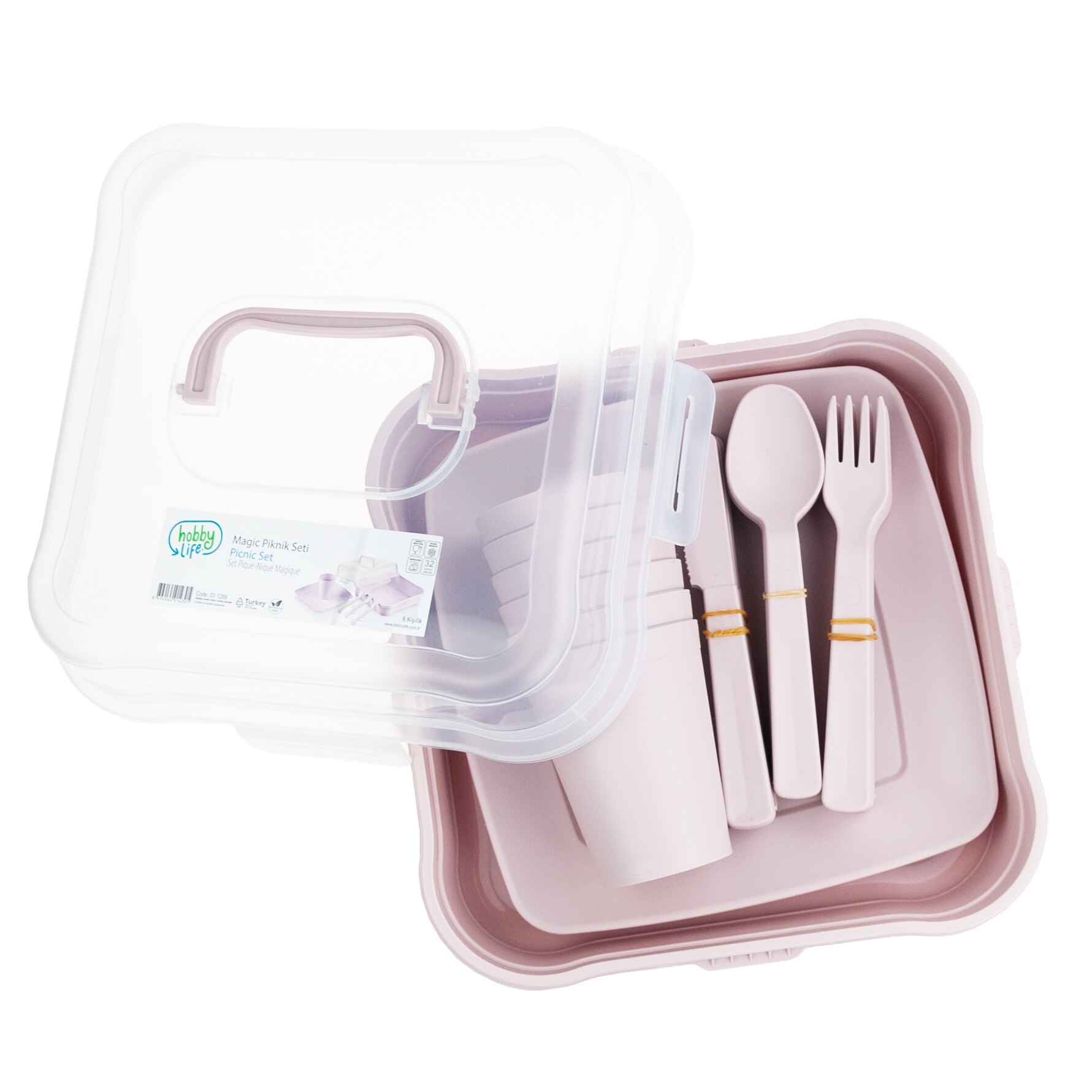 Set picnic 32 elemente pentru 6 persoane, plastic, BPA free
