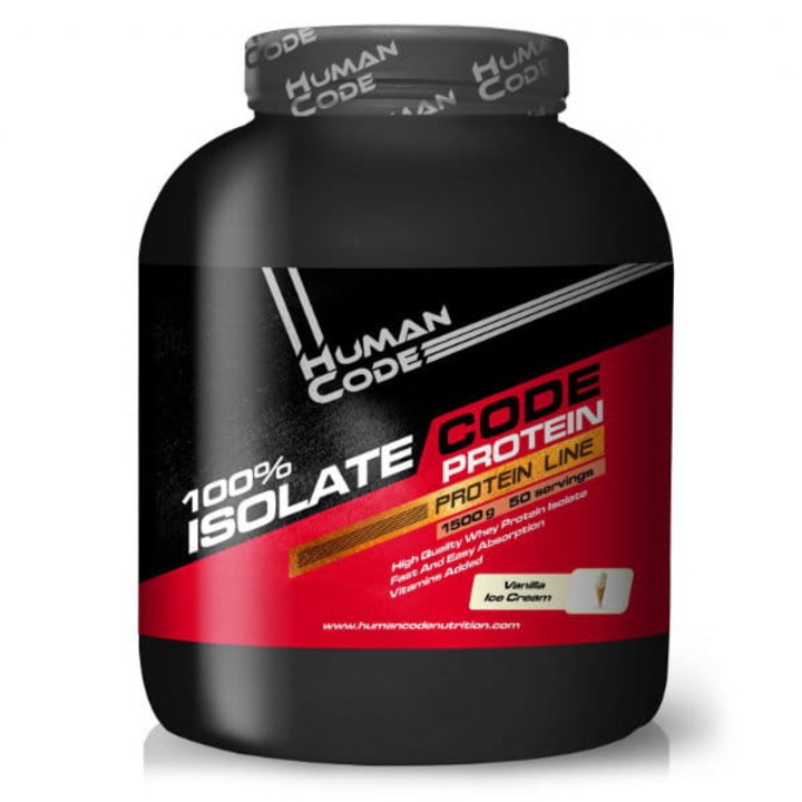 Izolat proteic 100% Human Code, 1500g, 87% proteine, gust de branza de vaci cu capsuni