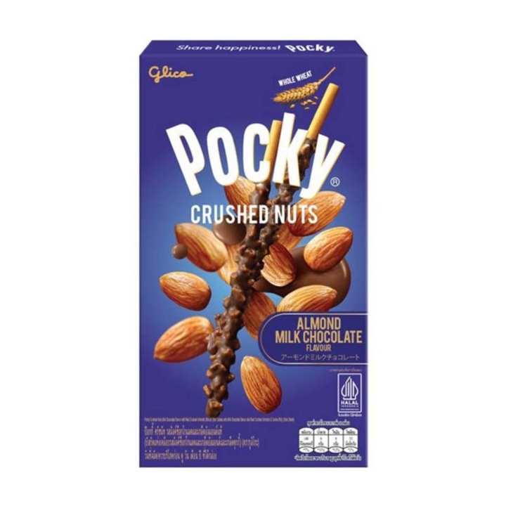 Pocky, Crushed Nuts Almond & Milk Chocolate, 25g