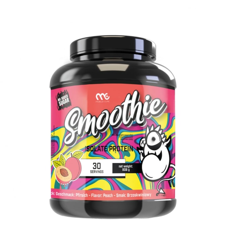 Smoothie proteic, Muscle Clinic, piersici, 908g