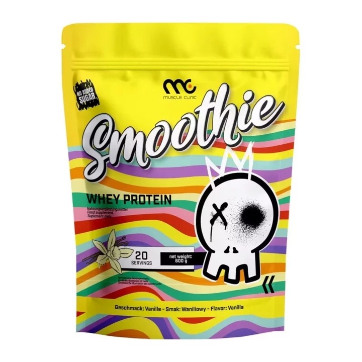 Supliment proteic Muscle Clinic Smoothie WPC 600g, vanilie, 25.8g proteine/portie, 150-200ml apa