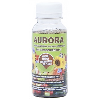 Ingrasamant foliar complex(continut macro si microelemente) - superconcentrat AURORA 100 ML, sporirea recoltei cu 10-40%, randament ridicat, imbunatatirea rezistentei plantelor la frig si boli Ingrasamant foliar complex(continut macro si microelemente) - superconcentrat AURORA 100 ML, sporirea recoltei cu 10-40%, randament ridicat, imbunatatirea rezistentei plantelor la frig si boli