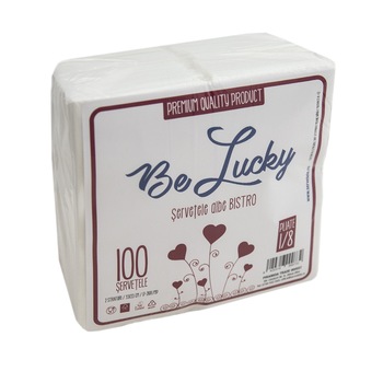 Servetele albe Bistro, 33 cm - 2 straturi, pliate 1/8, 100 buc/pac, Gama Be Lucky Servetele albe Bistro, 33 cm - 2 straturi, pliate 1/8, 100 buc/pac, Gama Be Lucky