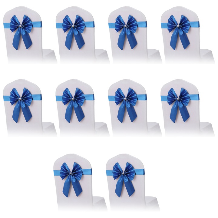 Пакет от 10 реверсивни калъфа за столове с катарама и двулицеви сатенени и изкуствени кожени панделки за стол