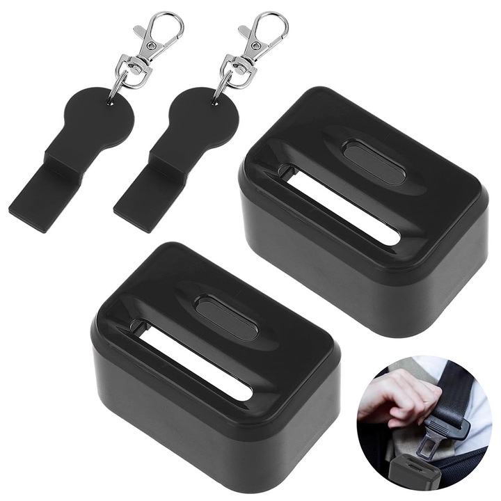 2 db biztonsági öv csatvédő szett, Autocise, fekete, 5,5x3,7x2,8 cm