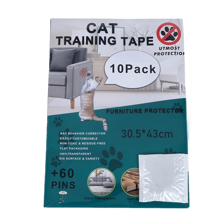 Set 10 folii transparente pentru protectia mobilierului, 13.5x9.8in si 13.5x5.9in, impermeabile, pentru canapele, usi, scaune, covoare