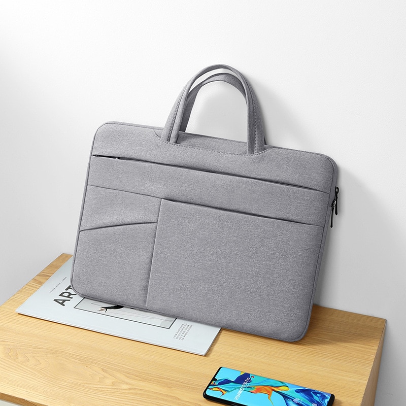 Geanta laptop 15.6 inch, BOMSTOM, rezistenta la apa, gri, 42x29x2.5cm