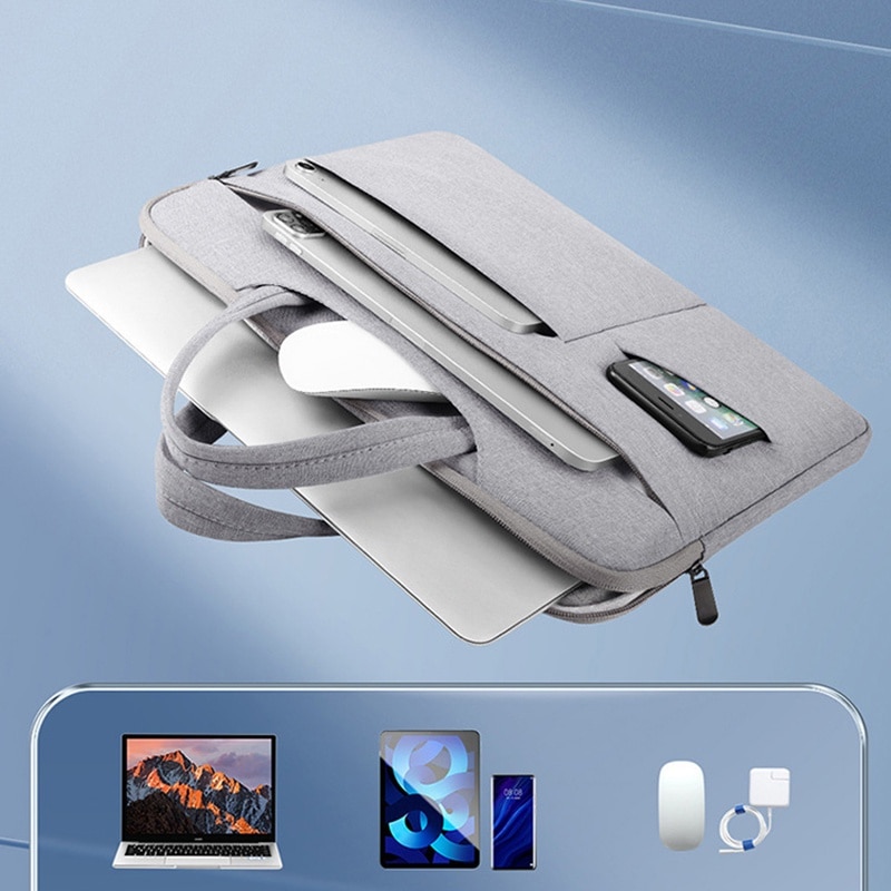 Geanta laptop 15.6 inch, BOMSTOM, rezistenta la apa, gri, 42x29x2.5cm