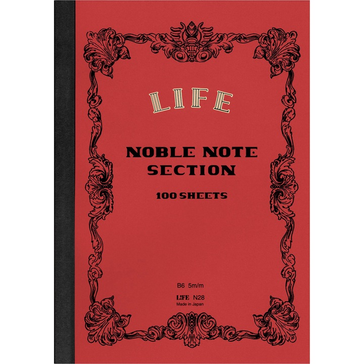 Caiet B6 Life Noble Note Section Red - Ivory Grid 5 mm - 200 pagini, 84.9 g/mp
