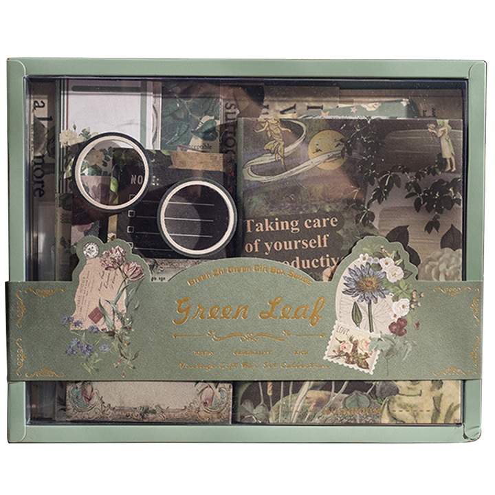 Set cadou manual vintage, caiet A6, diverse culori, 18.3x22.8cm