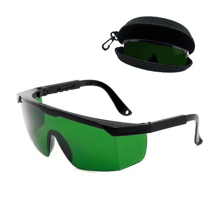 Ochelari pentru epilare la domiciliu, AjieQaQ®, semi-transparenti, verzi, anti-ceata si cu protectie UV400, confort maxim, varfuri ajustabile din silicon, protectie impotriva stropilor de laser/IPL, pentru epilarea fetei/corpului