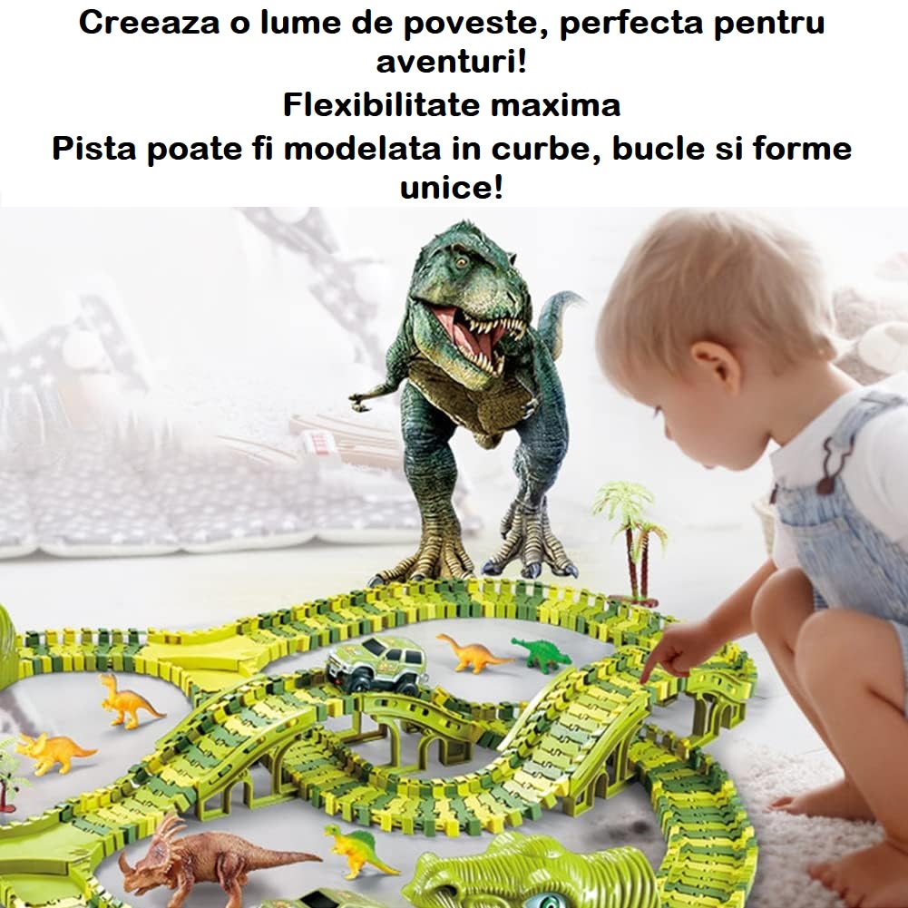 Set Pista de Curse Masini DinoTrack™ 240 Sine de Tren Flexibile, 7