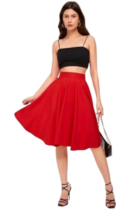 Fusta midi verde, Rosu