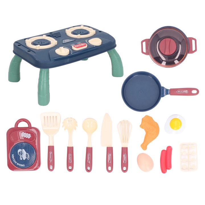 Gyerek konyhai kiegészítő készlet, longziming, elektromos funkciók, kék színű