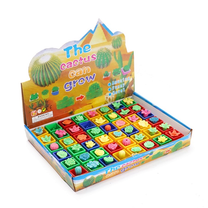 Set 48 Piese Jucarii Interactive Cactusi Care Cresc in Apa, Fokelyi, Multicolor, 3 ani