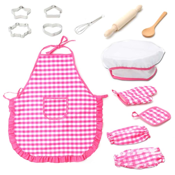 13 darabos gyerek konyhai szett, longziming, vízálló kötények, sütőkesztyűk, ajándék lányoknak