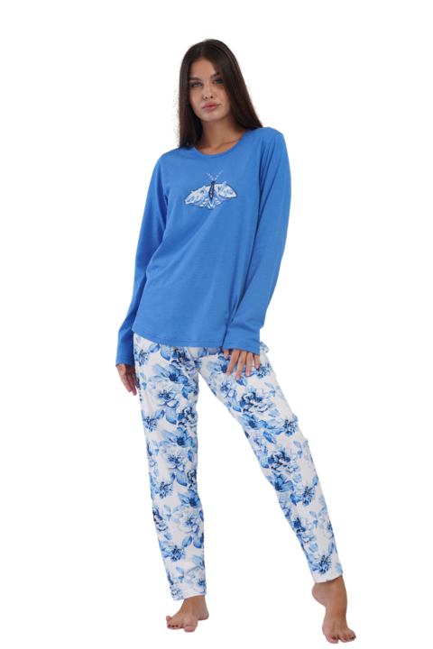 Pijama bumbac Vienetta, Zahira, albastru