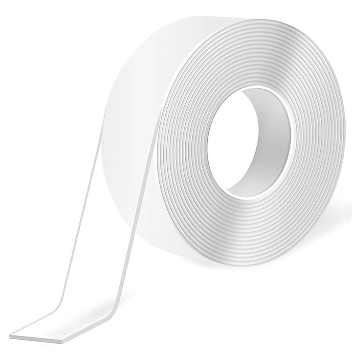 Banda adeziva dubla fata, transparenta, rezistenta, 5m