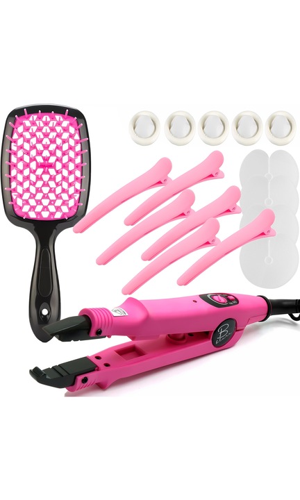 Set pentru extensii de par, Novaza Tech, Masina, Capace, 6 Agrafe pentru par, Multicolor