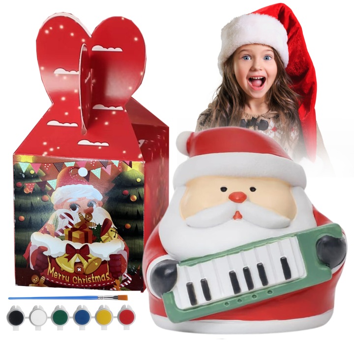 Figurina, Artmaker, Cadou Creativ, Figurina Din Ceramica, Vopsele Acrilice Incluse, 6, 5 x 6 cm, Pasla, Rosu/Verde