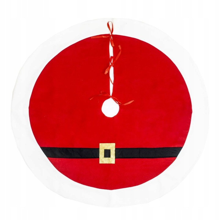 Husa Pentru Suportul Pomului De Craciun, Openhome, Motivul Costumului Mos Craciun, Practic Si Placut Din Punct De Vedere Estetic, Fabricat Din Material De Inalta Calitate, Diametru 120 cm, Plastic, Rosu