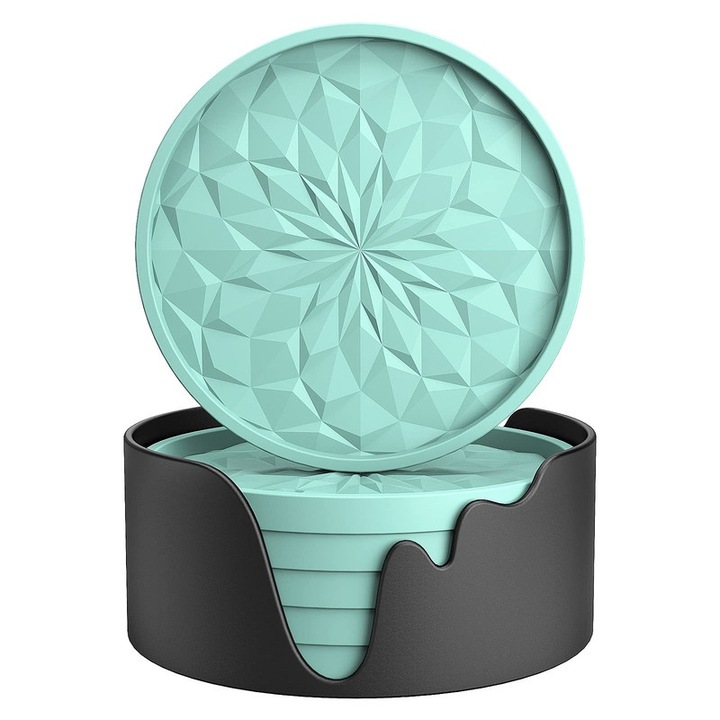 6 db szilikon italtartó készlet, mély kialakítású, hőálló, csúszásmentes, mentazöld