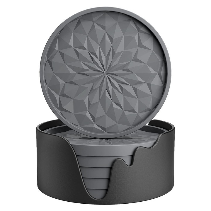 6 db szilikon italtartó készlet, mély kialakítású, hőálló, csúszásmentes, sötétszürke