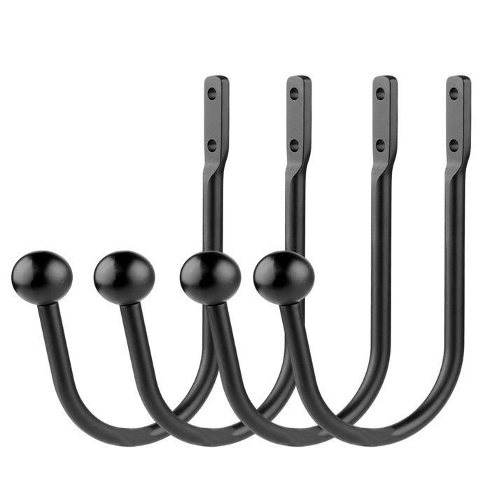 Suporturi pentru perdele, set 4 buc, Enforose, aluminiu, negru, 15x7cm