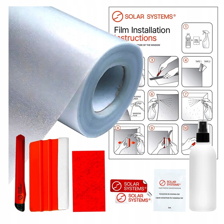 Folie Geam, Solar Systems, Set Montaj Complet Inclus, Mata Sablata Efect Gheata, Intimitate Si Protectie Solara, Reduce Razele UV, Ideala Pentru Ferestre Balcon Usi, Rezistenta La Intemperii, 122x100cm, Alb Mat