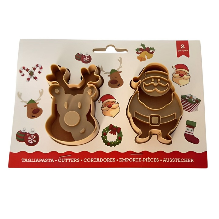 Set 2 Decupatoare Mos Craciun Ren Rudolf Pentru Biscuiti