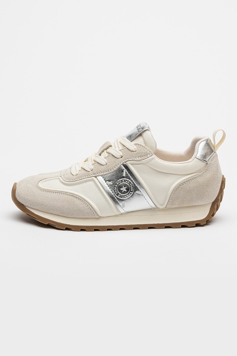 Big Star, Спортни обувки с нисък профил и велур, Светло сив/Мръснобял/Сребрист