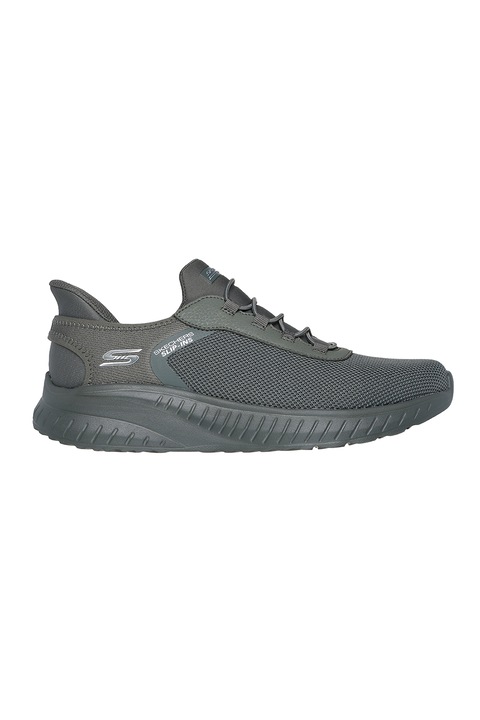 Skechers, Pantofi sport slip-in din plasa si material sintetic Bobs, Gri