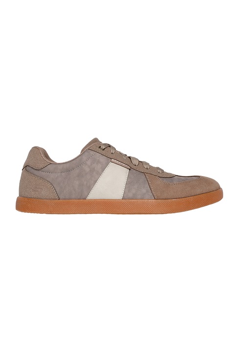 Skechers, Pantofi sport cu garnituri din piele intoarsa Placer - Camilo, Maro taupe deschis