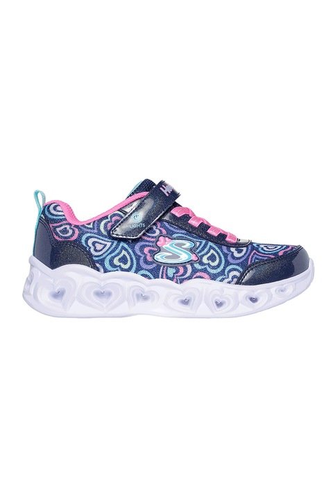 Skechers, Спортни обувки Heart Lights Boogie Love с LED светлини, Тъмносин