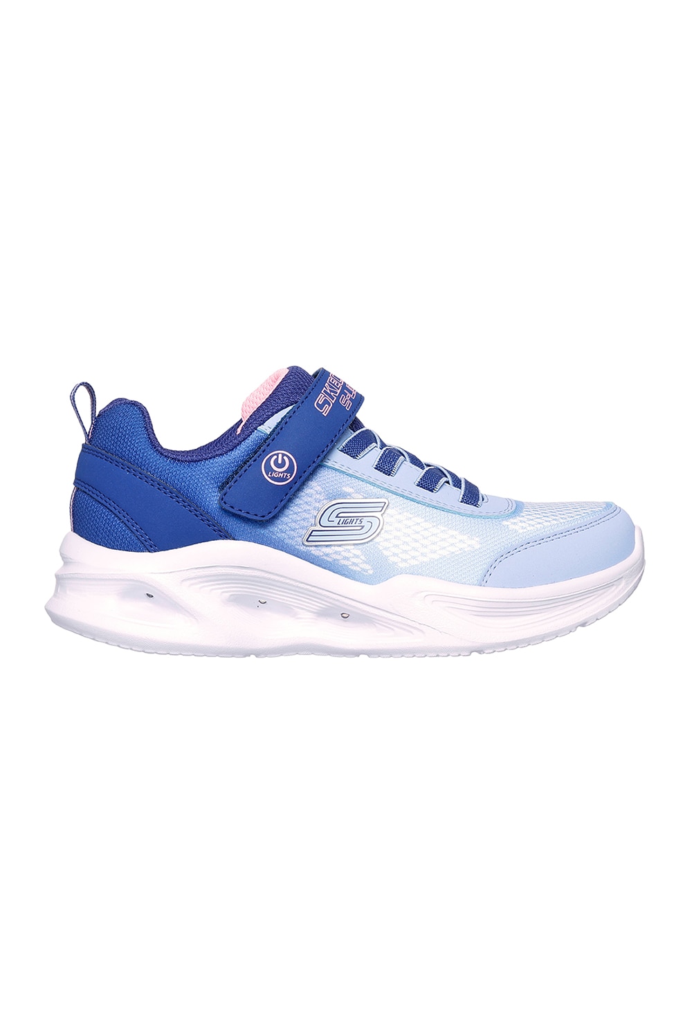 Skechers, Pantofi sport S-Lights Sola Glow LED, Albastru glaciar, Albastru, 29 EU